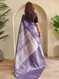 Gorgeous Lavender Zari Weaving Silk Festive Wear Saree With Blouse - Zeel Clothing