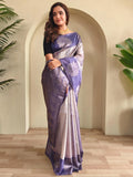 Gorgeous Lavender Zari Weaving Silk Festive Wear Saree With Blouse - Zeel Clothing