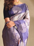 Gorgeous Lavender Zari Weaving Silk Festive Wear Saree With Blouse - Zeel Clothing