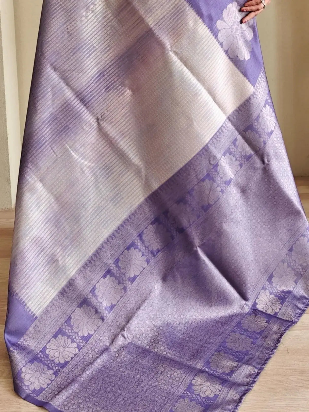Gorgeous Lavender Zari Weaving Silk Festive Wear Saree With Blouse - Zeel Clothing