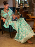 Gorgeous Light Green Zari Weaving Linen Festival Wear Saree - Zeel Clothing