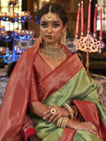 Gorgeous Light Green Zari Woven Kanjivaram Silk Event Wear Saree - Zeel Clothing