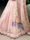 Gorgeous Light Pink Thread Embroidered Crush Silk Wedding Lehenga Choli - Zeel Clothing