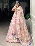 Gorgeous Light Pink Thread Embroidered Crush Silk Wedding Lehenga Choli - Zeel Clothing