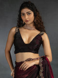 Gorgeous Maroon Diamond Work Satin Designer Saree With Blouse - Zeel Clothing