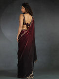 Gorgeous Maroon Diamond Work Satin Designer Saree With Blouse - Zeel Clothing