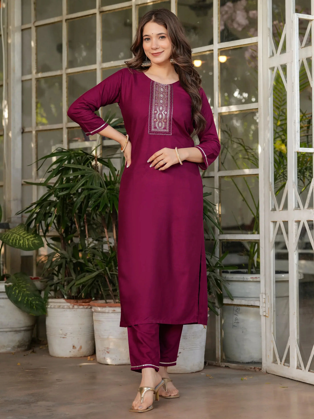 Gorgeous Maroon Rayon Straight Pant Suit With Printed Dupatta - Zeel Clothing