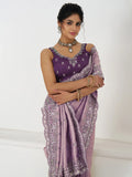 Gorgeous Mauve Dola Silk Beads Work Engagement Wear Saree - Zeel Clothing