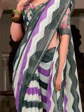 Gorgeous Multi-Color Floral Printed Cotton Traditional Saree With Blouse - Zeel Clothing