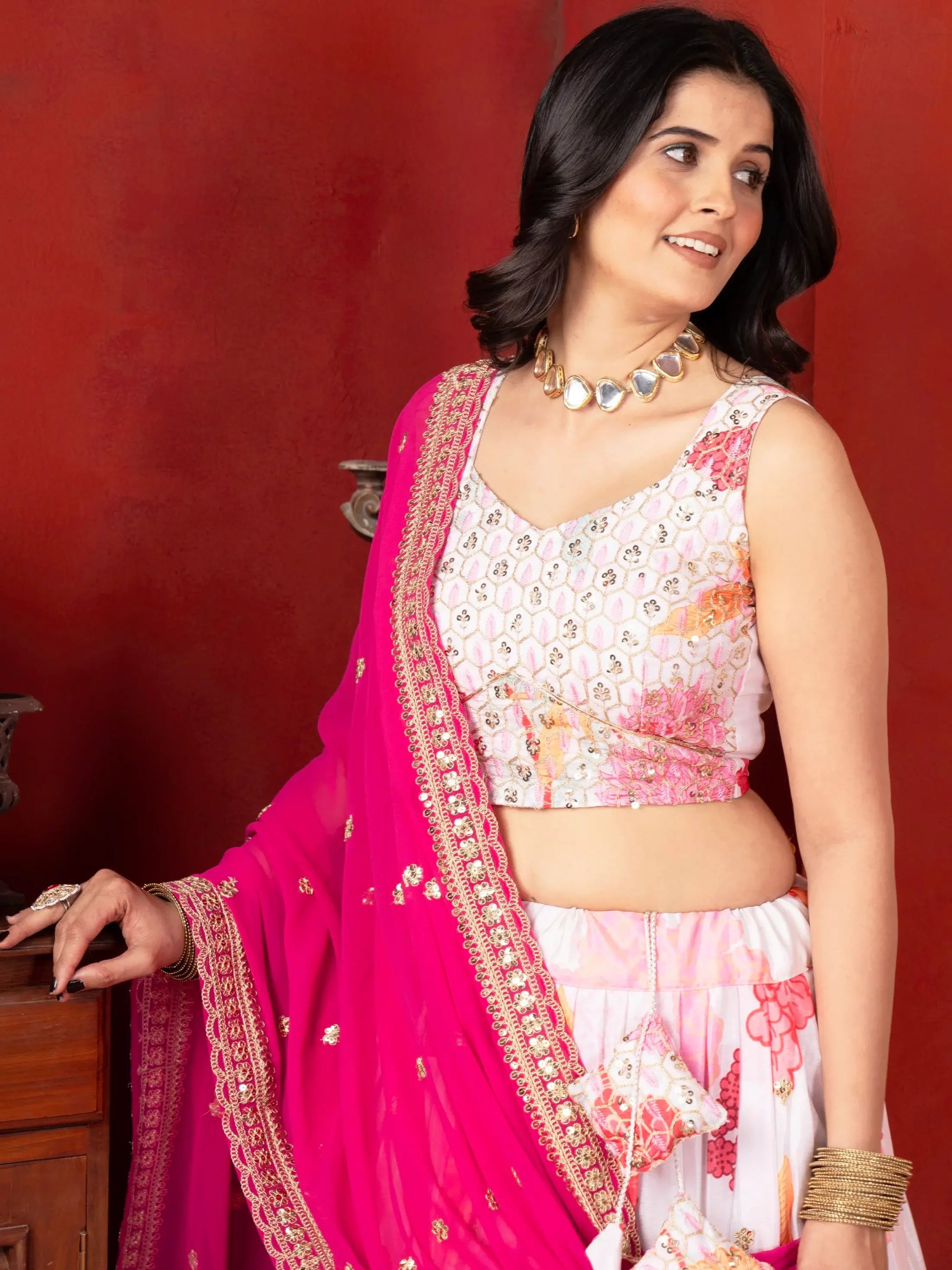 Gorgeous Multicolor Floral Printed Chinon Party Wear Lehenga Choli With Dupatta - Zeel Clothing