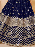 Gorgeous Navy Blue Sequins Georgette Wedding Wear Lehenga Choli - Zeel Clothing