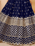 Gorgeous Navy Blue Sequins Georgette Wedding Wear Lehenga Choli - Zeel Clothing
