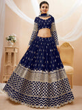Gorgeous Navy Blue Sequins Georgette Wedding Wear Lehenga Choli - Zeel Clothing