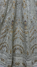 Gorgeous Off-White Mirror Work Net Bridesmaid Lehenga Choli - Zeel Clothing