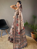 Gorgeous Off White Printed Silk Traditional Saree With Blouse - Zeel Clothing