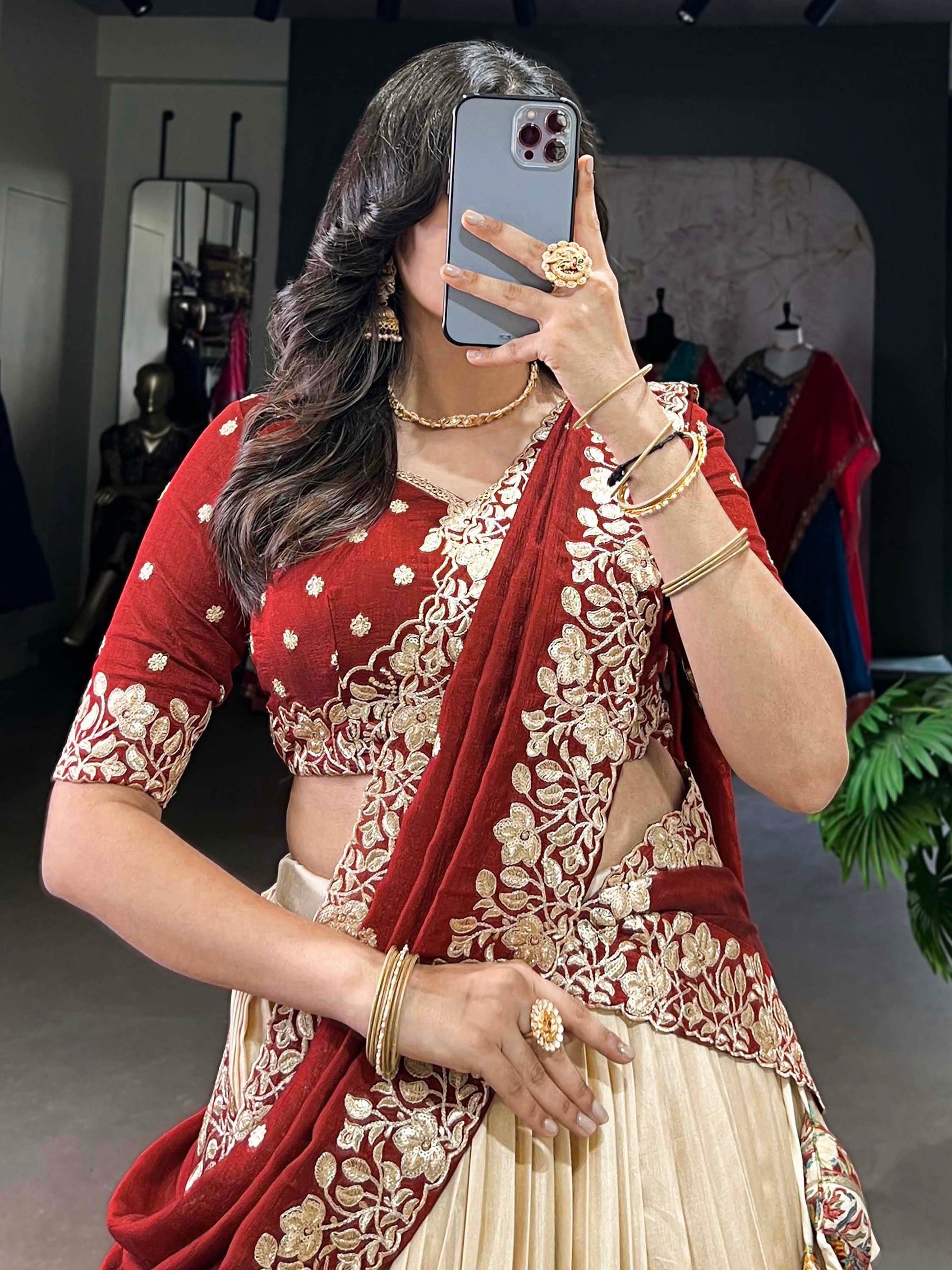 Gorgeous Off-White Printed Tussar Silk Lehenga Choli With Dupatta - Zeel Clothing