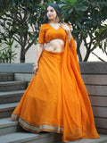 Gorgeous Orange Laheriya Print Georgette Designer Lehenga Choli - Zeel Clothing