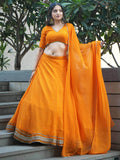 Gorgeous Orange Laheriya Print Georgette Designer Lehenga Choli - Zeel Clothing