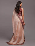 Gorgeous Peach Chinon Reception Wear Saree With Embroidered Blouse - Zeel Clothing