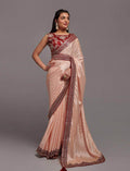Gorgeous Peach Chinon Reception Wear Saree With Embroidered Blouse - Zeel Clothing