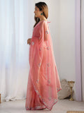 Gorgeous Peach Sequins Net Festival Wear Saree With Blouse - Zeel Clothing
