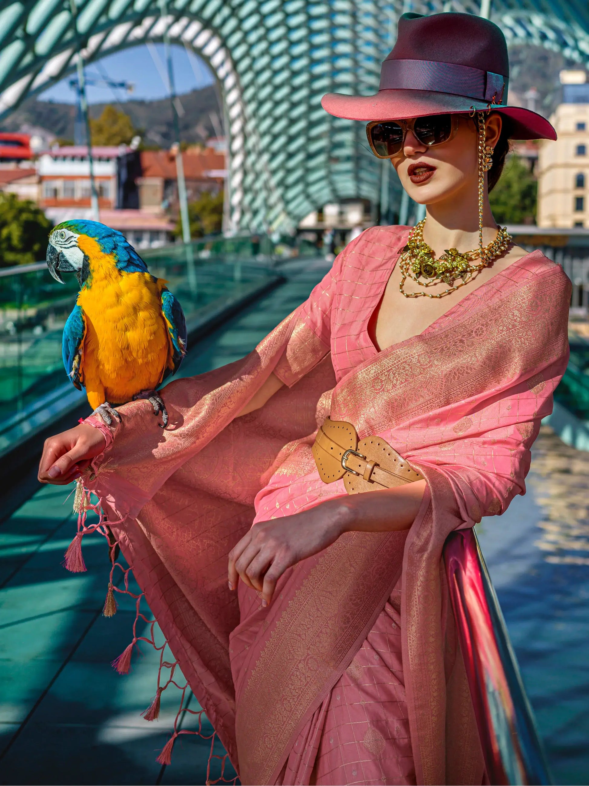Gorgeous Peach Zari Weaving Silk Festival Wear Saree With Blouse - Zeel Clothing