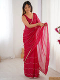 Gorgeous Pink Beads Work Chiffon Event Wear Saree With Blouse - Zeel Clothing