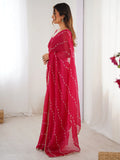 Gorgeous Pink Beads Work Chiffon Event Wear Saree With Blouse - Zeel Clothing