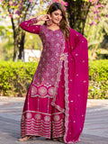 Gorgeous Pink Chinnon Sequins Work Palazzo Suit With Dupatta - Zeel Clothing