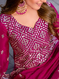 Gorgeous Pink Chinnon Sequins Work Palazzo Suit With Dupatta - Zeel Clothing