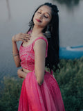 Gorgeous Pink Digital Printed Organza Sangeet Wear Lehenga Choli - Zeel Clothing
