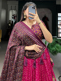 Gorgeous Pink Digital Printed Tussar Silk Lehenga Choli With Dupatta - Zeel Clothing