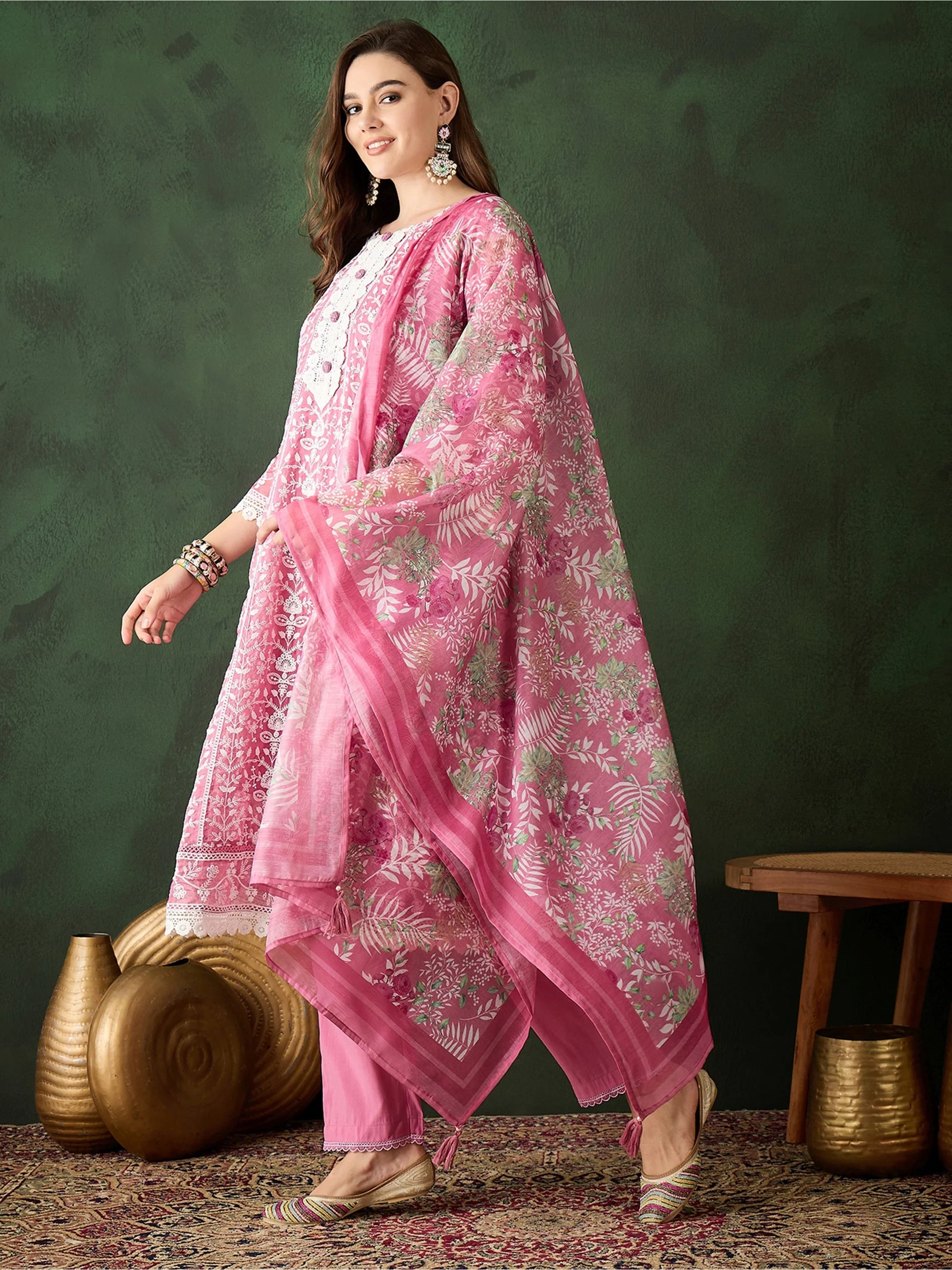 Gorgeous Pink Embroidered Organza Festival Wear Pant Suit - Zeel Clothing
