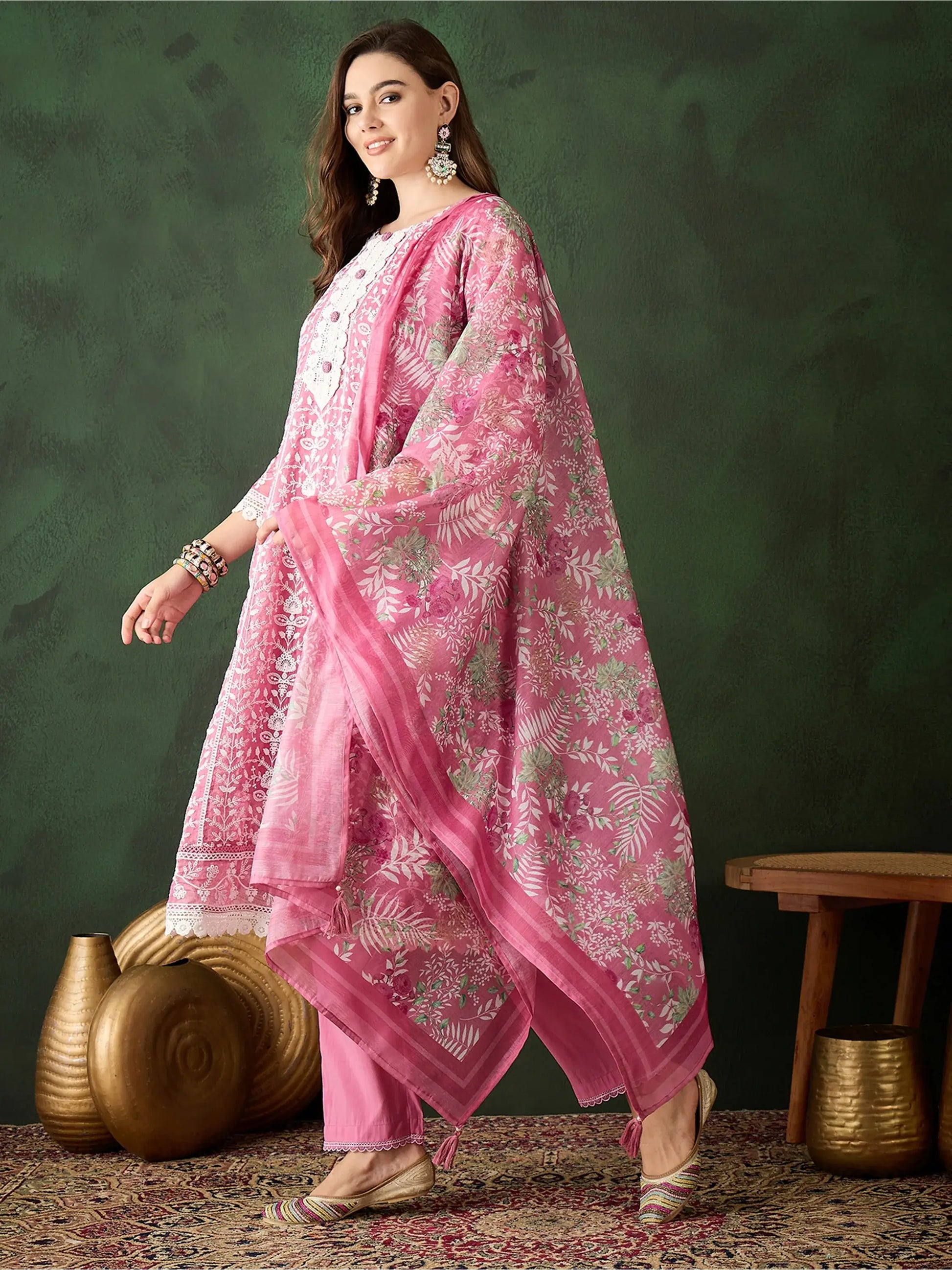 Gorgeous Pink Embroidered Organza Festival Wear Pant Suit - Zeel Clothing
