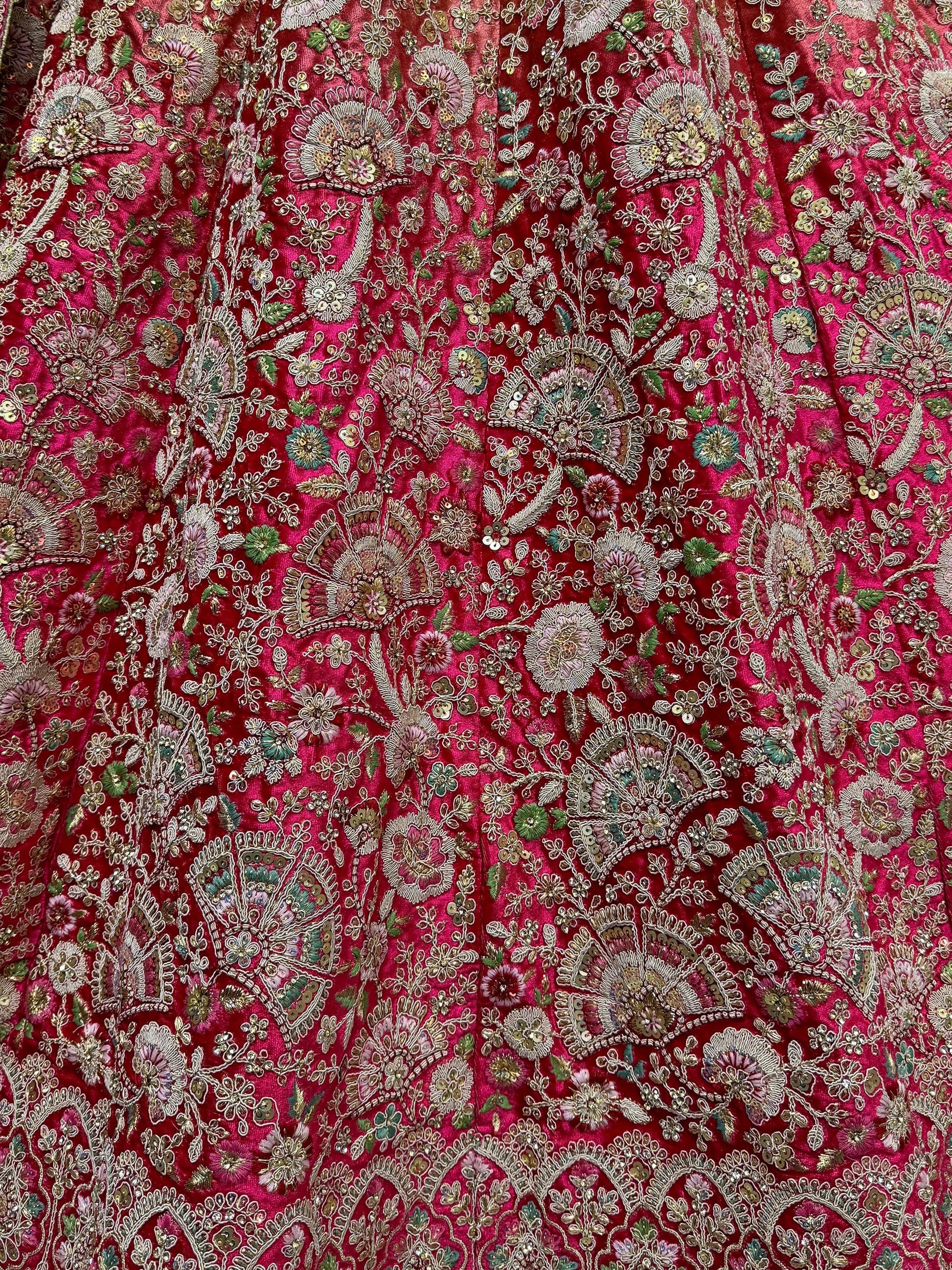 Gorgeous Pink Embroidered Velvet Bridal Lehenga Choli With Dupatta - Zeel Clothing
