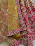 Gorgeous Pink Embroidered Velvet Bridal Lehenga Choli With Dupatta - Zeel Clothing