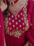 Gorgeous Pink Floral Embroidered Georgette Eid Special Gown With Dupatta - Zeel Clothing