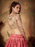 Gorgeous Pink Floral Printed Organza Bridesmaid Lehenga Choli - Zeel Clothing