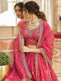 Gorgeous Pink Floral Printed Organza Traditional Lehenga Choli - Zeel Clothing
