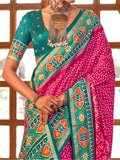 Gorgeous Pink Patola Printed Silk Event Wear Saree With Blouse - Zeel Clothing