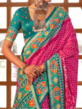Gorgeous Pink Patola Printed Silk Event Wear Saree With Blouse - Zeel Clothing