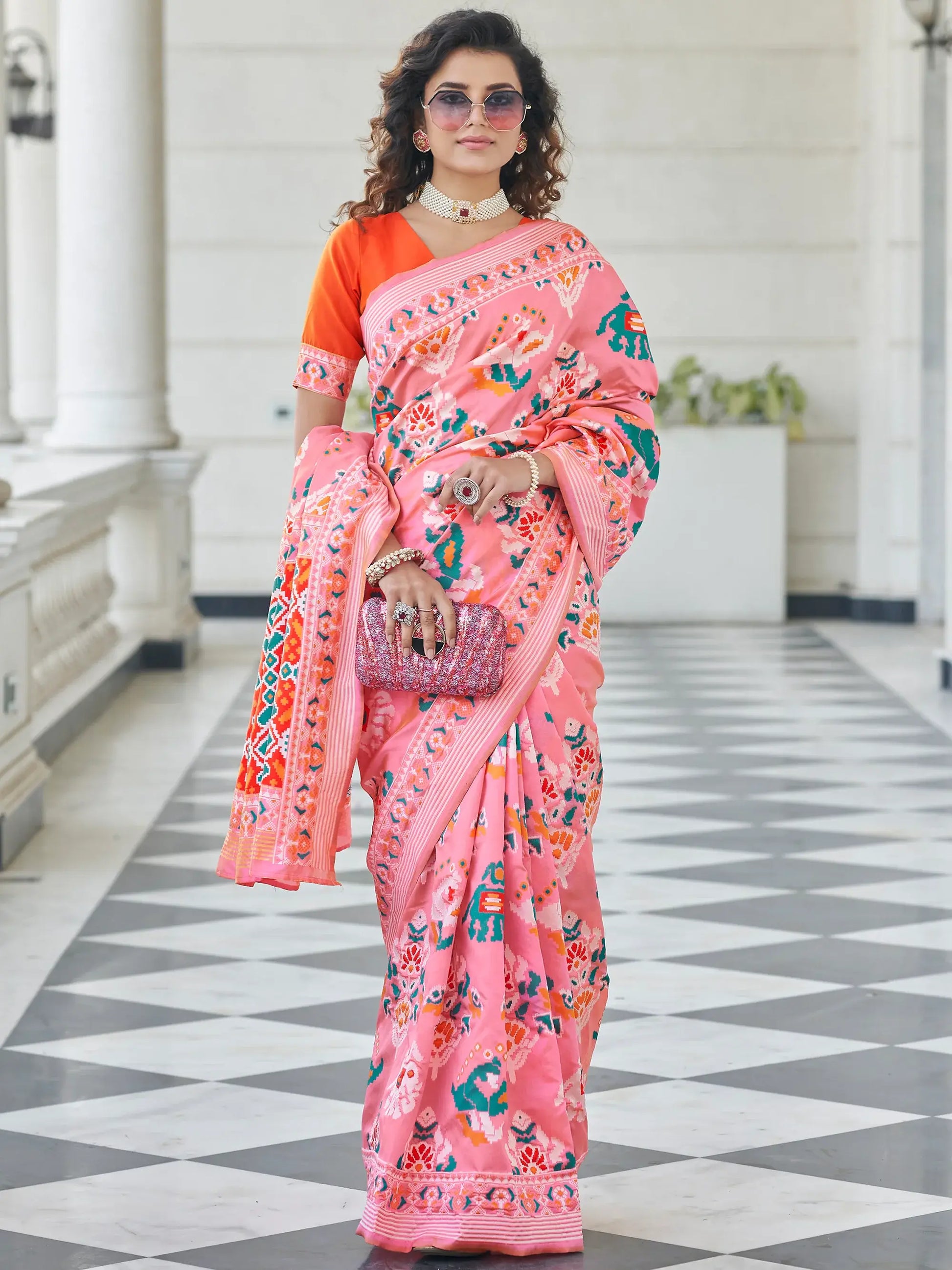 Gorgeous Pink Patola Weaving Silk Wedding Wear Saree - Zeel Clothing