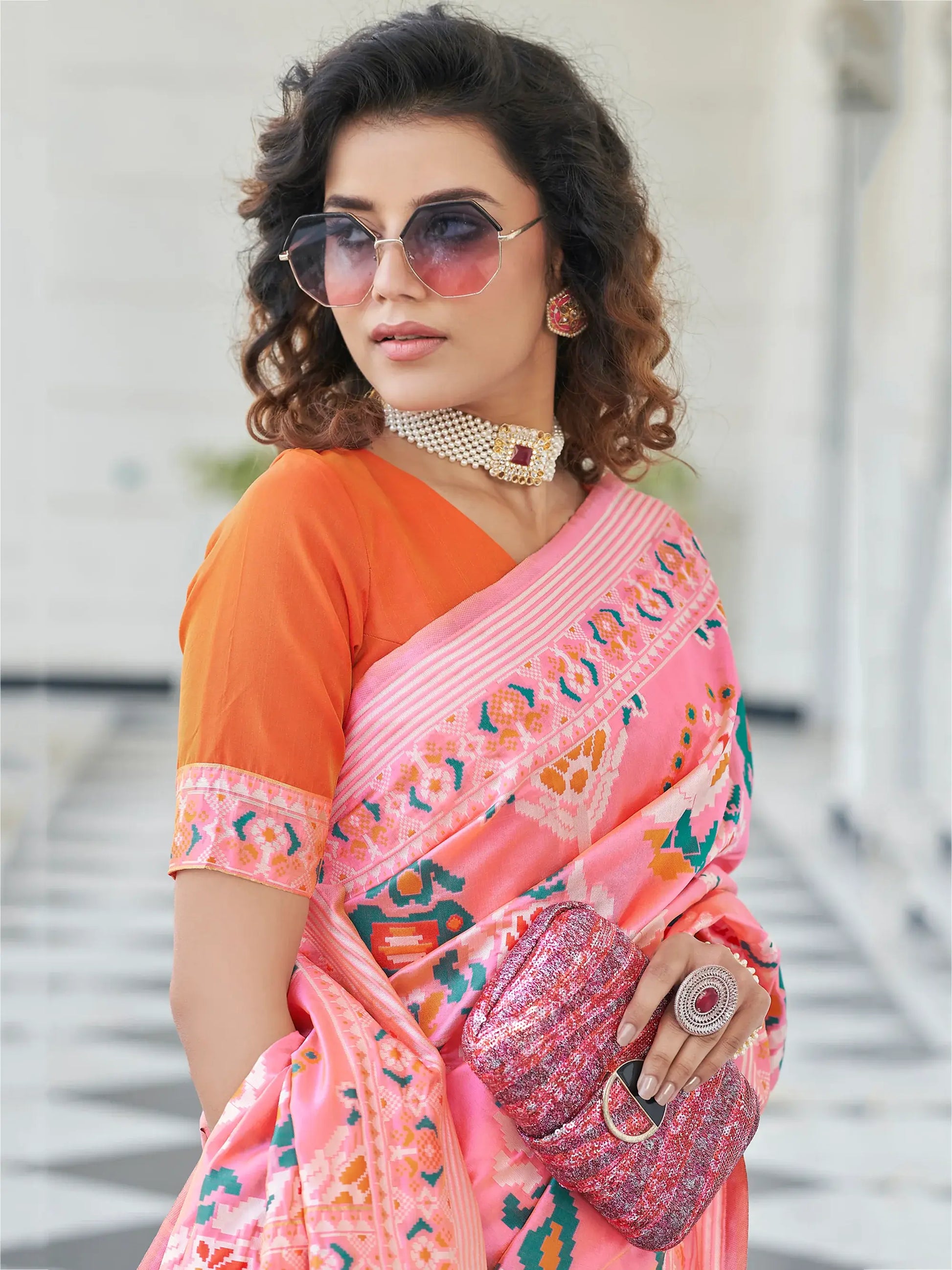 Gorgeous Pink Patola Weaving Silk Wedding Wear Saree - Zeel Clothing