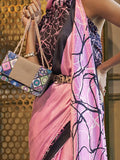 Gorgeous Pink Printed Satin Festival Wear Saree With Blouse - Zeel Clothing