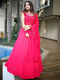 Gorgeous Pink Sequins Georgette Lehenga Choli With Dupatta - Zeel Clothing
