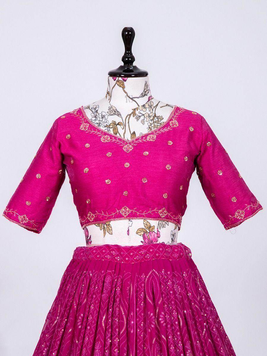 Gorgeous Pink Sequins Georgette Wedding Wear Lehenga Choli - Zeel Clothing