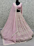 Gorgeous Pink Thread Work Georgette Bridesmaid Lehenga Choli - Zeel Clothing