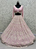 Gorgeous Pink Thread Work Georgette Bridesmaid Lehenga Choli - Zeel Clothing