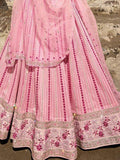 Gorgeous Pink Thread Work Georgette Lehenga Choli With Dupatta - Zeel Clothing