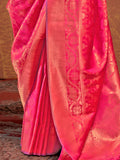 Gorgeous Pink Zari Weaving Silk Festival Wear Saree With Blouse - Zeel Clothing